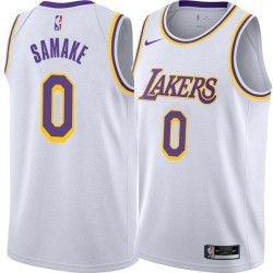 White Soumaila Samake Twill Basketball Jersey -Lakers #0 Samake Twill Jerseys, FREE SHIPPING