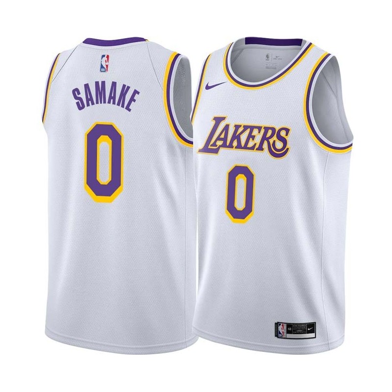 White Soumaila Samake Twill Basketball Jersey -Lakers #0 Samake Twill Jerseys, FREE SHIPPING