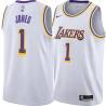 White Earl Jones Twill Basketball Jersey -Lakers #1 Jones Twill Jerseys, FREE SHIPPING