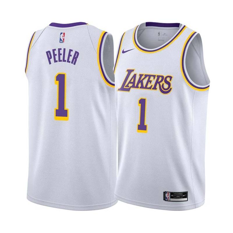 White Anthony Peeler Twill Basketball Jersey -Lakers #1 Peeler Twill Jerseys, FREE SHIPPING