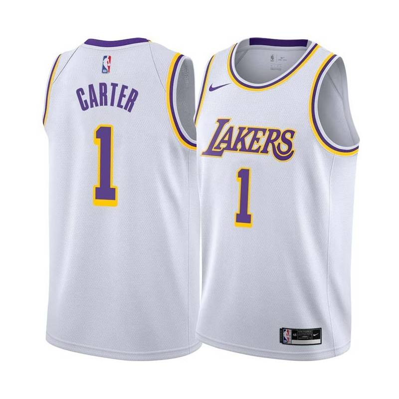 White Maurice Carter Twill Basketball Jersey -Lakers #1 Carter Twill Jerseys, FREE SHIPPING