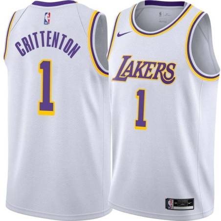 White Javaris Crittenton Twill Basketball Jersey -Lakers #1 Crittenton Twill Jerseys, FREE SHIPPING