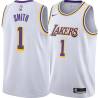 White Joe Smith Twill Basketball Jersey -Lakers #1 Smith Twill Jerseys, FREE SHIPPING