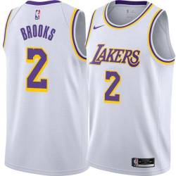 White MarShon Brooks Twill Basketball Jersey -Lakers #2 Brooks Twill Jerseys, FREE SHIPPING