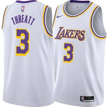 White Sedale Threatt Twill Basketball Jersey -Lakers #3 Threatt Twill Jerseys, FREE SHIPPING