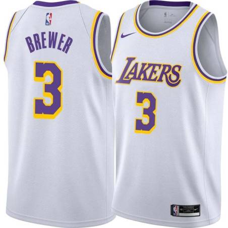 White Corey Brewer Twill Basketball Jersey -Lakers #3 Brewer Twill Jerseys, FREE SHIPPING