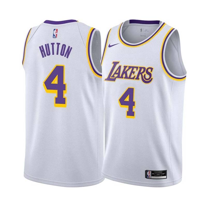 White Joe Hutton Twill Basketball Jersey -Lakers #4 Hutton Twill Jerseys, FREE SHIPPING