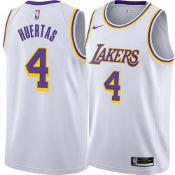 White Marcelo Huertas Twill Basketball Jersey -Lakers #4 Huertas Twill Jerseys, FREE SHIPPING