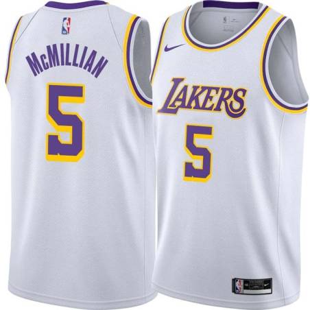 White Jim McMillian Twill Basketball Jersey -Lakers #5 McMillian Twill Jerseys, FREE SHIPPING