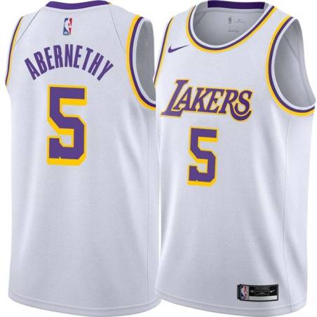 White Tom Abernethy Twill Basketball Jersey -Lakers #5 Abernethy Twill Jerseys, FREE SHIPPING