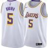 White Tierre Brown Twill Basketball Jersey -Lakers #5 Brown Twill Jerseys, FREE SHIPPING