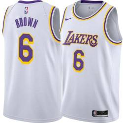 White Chucky Brown Twill Basketball Jersey -Lakers #6 Brown Twill Jerseys, FREE SHIPPING