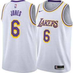 White Eddie Jones Twill Basketball Jersey -Lakers #6 Jones Twill Jerseys, FREE SHIPPING