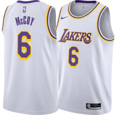 White Jelani McCoy Twill Basketball Jersey -Lakers #6 McCoy Twill Jerseys, FREE SHIPPING