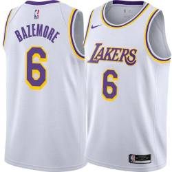 White Kent Bazemore Twill Basketball Jersey -Lakers #6 Bazemore Twill Jerseys, FREE SHIPPING