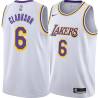 White Jordan Clarkson Twill Basketball Jersey -Lakers #6 Clarkson Twill Jerseys, FREE SHIPPING