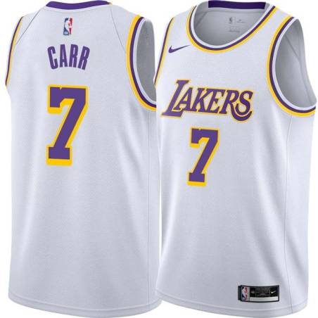 White Kenny Carr Twill Basketball Jersey -Lakers #7 Carr Twill Jerseys, FREE SHIPPING