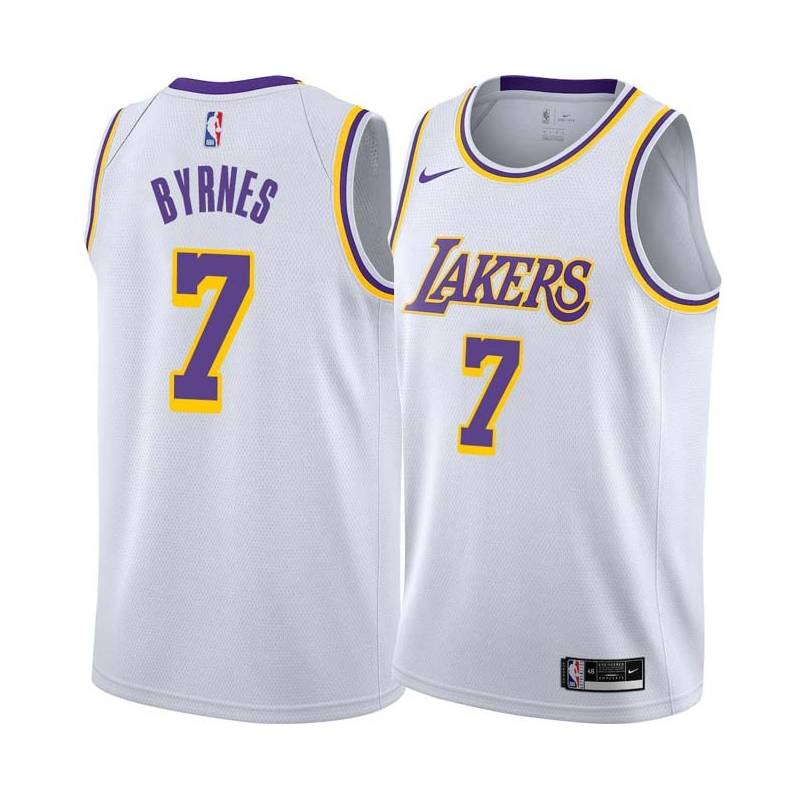 White Marty Byrnes Twill Basketball Jersey -Lakers #7 Byrnes Twill Jerseys, FREE SHIPPING