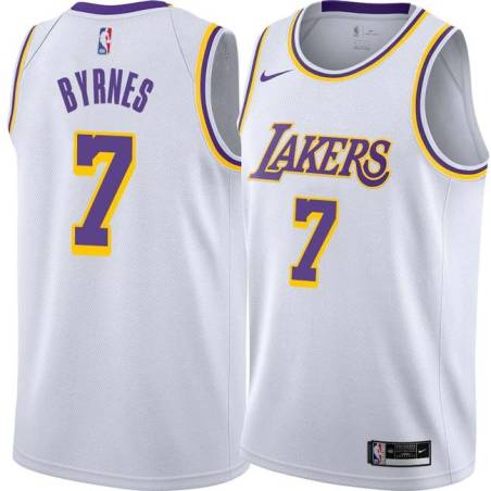 White Marty Byrnes Twill Basketball Jersey -Lakers #7 Byrnes Twill Jerseys, FREE SHIPPING