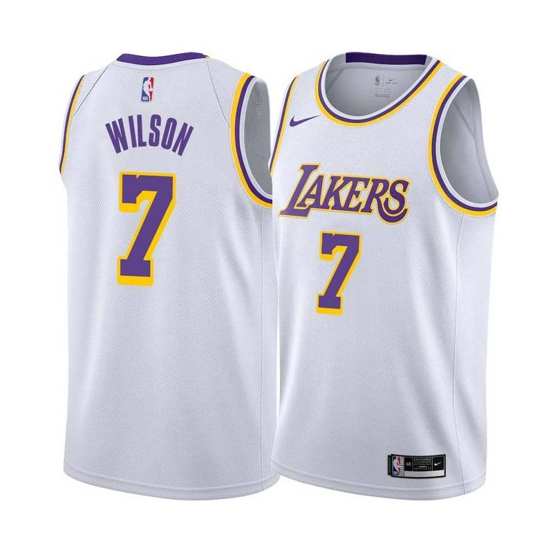 White Trevor Wilson Twill Basketball Jersey -Lakers #7 Wilson Twill Jerseys, FREE SHIPPING