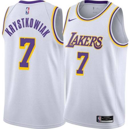 White Larry Krystkowiak Twill Basketball Jersey -Lakers #7 Krystkowiak Twill Jerseys, FREE SHIPPING