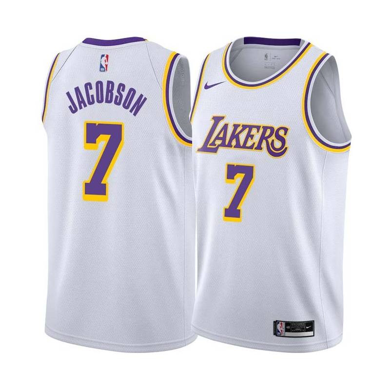 White Sam Jacobson Twill Basketball Jersey -Lakers #7 Jacobson Twill Jerseys, FREE SHIPPING