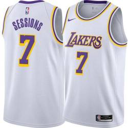 White Ramon Sessions Twill Basketball Jersey -Lakers #7 Sessions Twill Jerseys, FREE SHIPPING