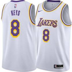 White Randolph Keys Twill Basketball Jersey -Lakers #8 Keys Twill Jerseys, FREE SHIPPING