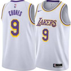 White Jim Chones Twill Basketball Jersey -Lakers #9 Chones Twill Jerseys, FREE SHIPPING