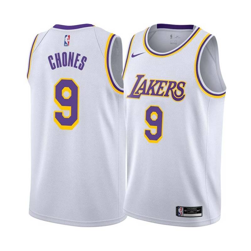 White Jim Chones Twill Basketball Jersey -Lakers #9 Chones Twill Jerseys, FREE SHIPPING