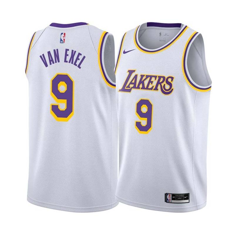 White Nick Van Exel Twill Basketball Jersey -Lakers #9 Van Exel Twill Jerseys, FREE SHIPPING