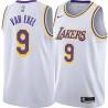 White Nick Van Exel Twill Basketball Jersey -Lakers #9 Van Exel Twill Jerseys, FREE SHIPPING