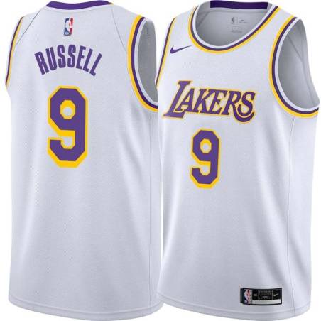 White Bryon Russell Twill Basketball Jersey -Lakers #9 Russell Twill Jerseys, FREE SHIPPING