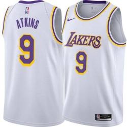 White Chucky Atkins Twill Basketball Jersey -Lakers #9 Atkins Twill Jerseys, FREE SHIPPING