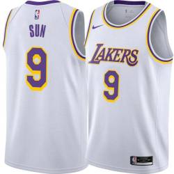 White Sun Yue Twill Basketball Jersey -Lakers #9 Yue Twill Jerseys, FREE SHIPPING