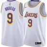 White Marcelo Huertas Twill Basketball Jersey -Lakers #9 Huertas Twill Jerseys, FREE SHIPPING