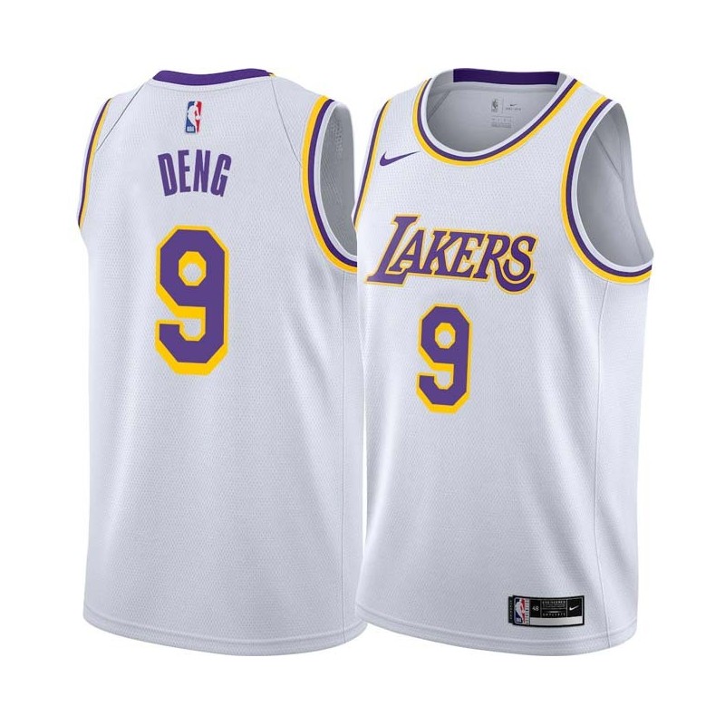 White Luol Deng Twill Basketball Jersey -Lakers #9 Deng Twill Jerseys, FREE SHIPPING