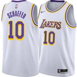 White Herm Schaefer Twill Basketball Jersey -Lakers #10 Schaefer Twill Jerseys, FREE SHIPPING