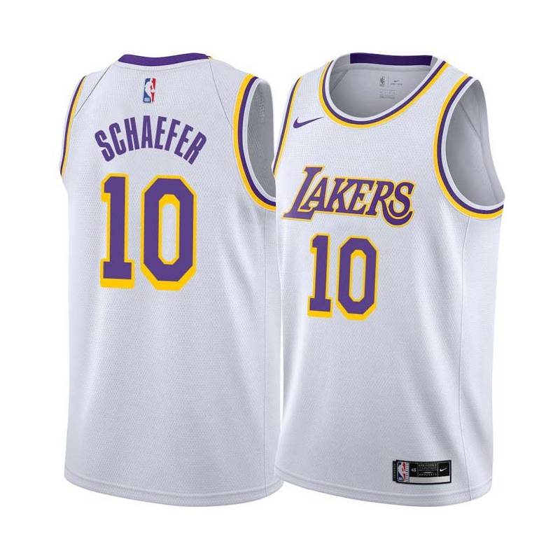 White Herm Schaefer Twill Basketball Jersey -Lakers #10 Schaefer Twill Jerseys, FREE SHIPPING