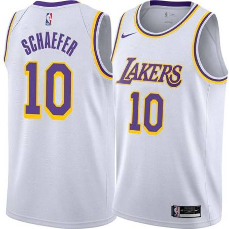 White Herm Schaefer Twill Basketball Jersey -Lakers #10 Schaefer Twill Jerseys, FREE SHIPPING