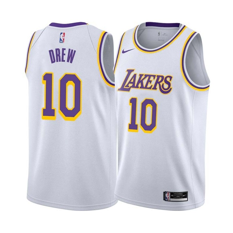 White Larry Drew Twill Basketball Jersey -Lakers #10 Drew Twill Jerseys, FREE SHIPPING