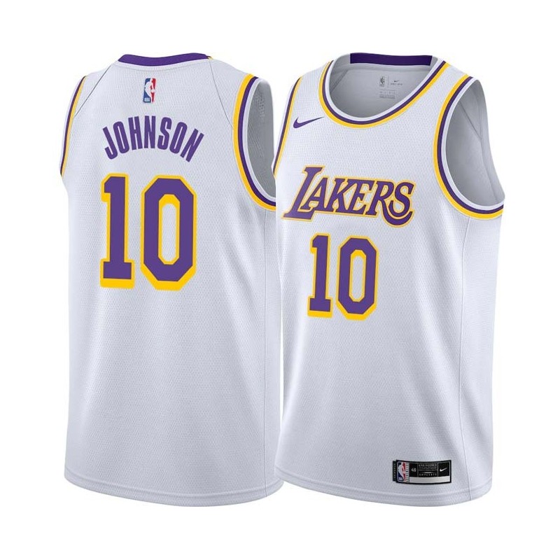 White Trey Johnson Twill Basketball Jersey -Lakers #10 Johnson Twill Jerseys, FREE SHIPPING