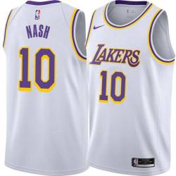 White Steve Nash Twill Basketball Jersey -Lakers #10 Nash Twill Jerseys, FREE SHIPPING