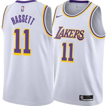 White Billy Hassett Twill Basketball Jersey -Lakers #11 Hassett Twill Jerseys, FREE SHIPPING