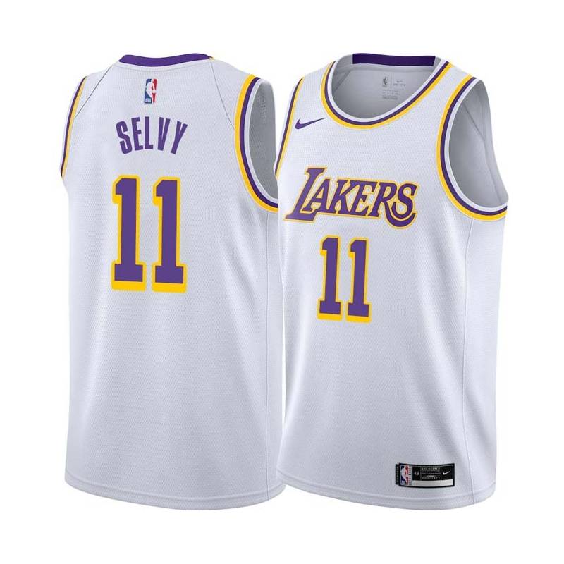 White Frank Selvy Twill Basketball Jersey -Lakers #11 Selvy Twill Jerseys, FREE SHIPPING