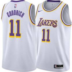 White Gail Goodrich Twill Basketball Jersey -Lakers #11 Goodrich Twill Jerseys, FREE SHIPPING