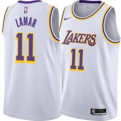 White Bo Lamar Twill Basketball Jersey -Lakers #11 Lamar Twill Jerseys, FREE SHIPPING