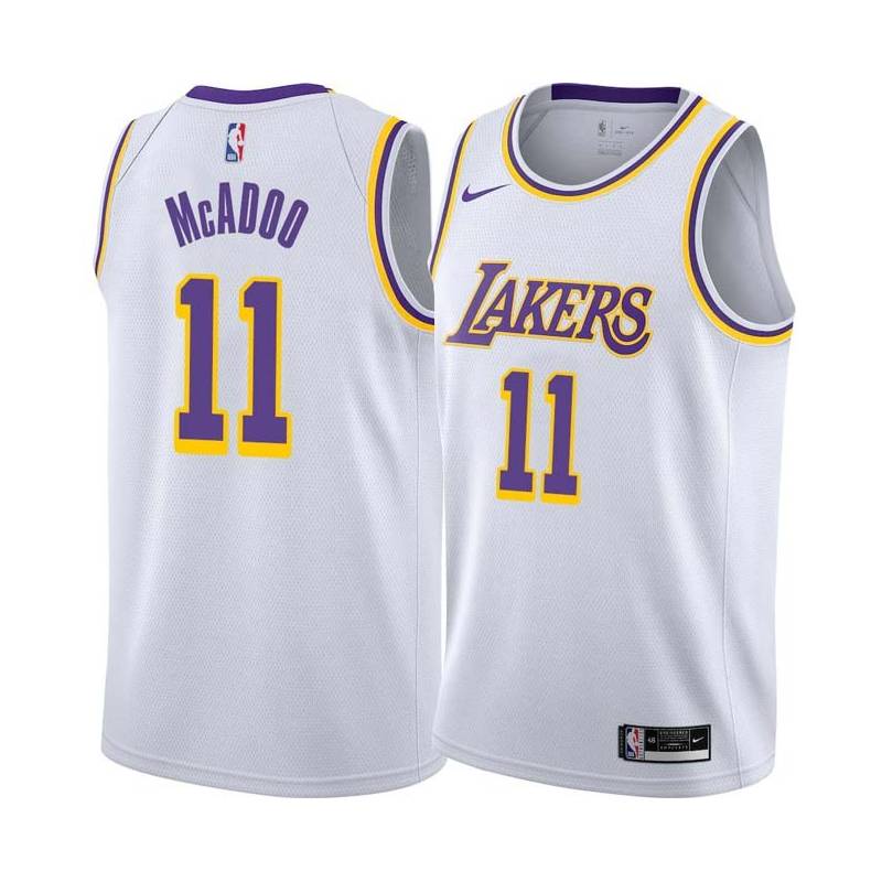 White Bob McAdoo Twill Basketball Jersey -Lakers #11 McAdoo Twill Jerseys, FREE SHIPPING