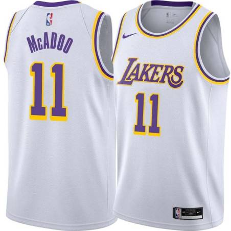 White Bob McAdoo Twill Basketball Jersey -Lakers #11 McAdoo Twill Jerseys, FREE SHIPPING