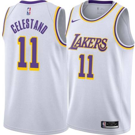 White John Celestand Twill Basketball Jersey -Lakers #11 Celestand Twill Jerseys, FREE SHIPPING